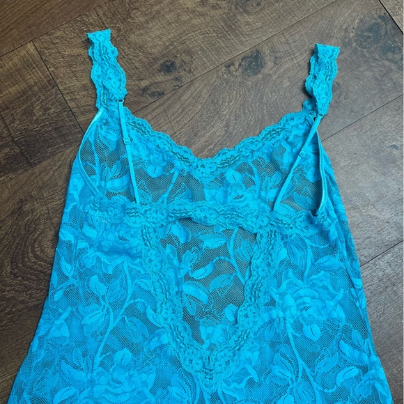 Victoria’s Secret lace lingerie teddy Sz medium blue sheer adjustable strap - Picture 4 of 7
